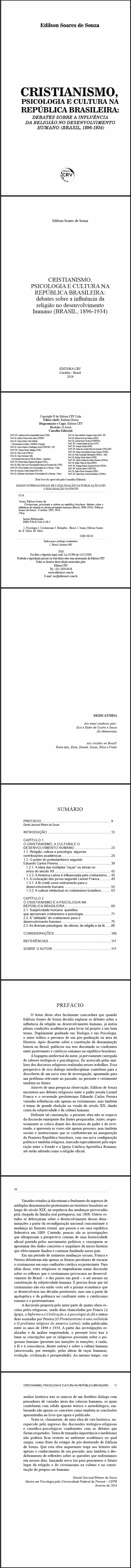 CRISTIANISMO, PSICOLOGIA E CULTURA NA REPÚBLICA BRASILEIRA:<br> debates sobre a influência da religião no desenvolvimento humano (Brasil, 1896-1934)